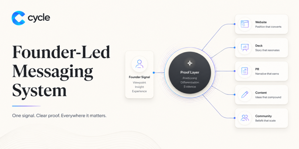 Founder-Led Messaging System: Website, Deck, PR, Content, Community